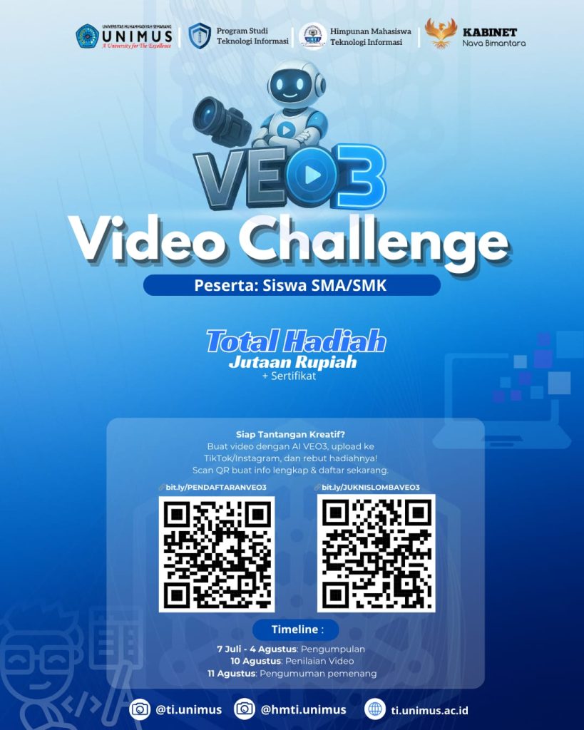 Lomba Video Pendek EO3 Prodi S1 Teknologi Informasi UNIMUS Resmi Dibuka! Ayo Ikut dan Menangkan Hadiahnya